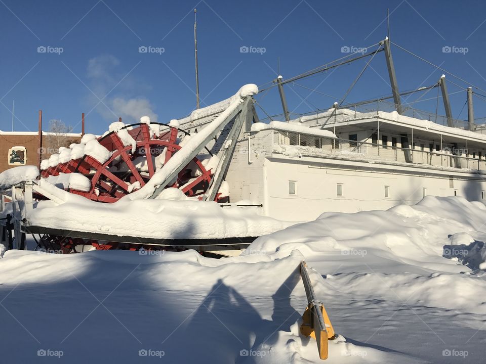 Old boat in the snow
