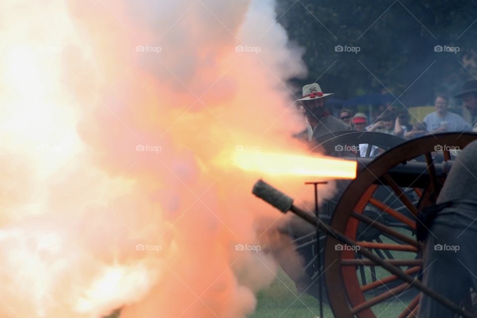 Civil War, reenactment, Tennessee, cannon, smoke, war, civil