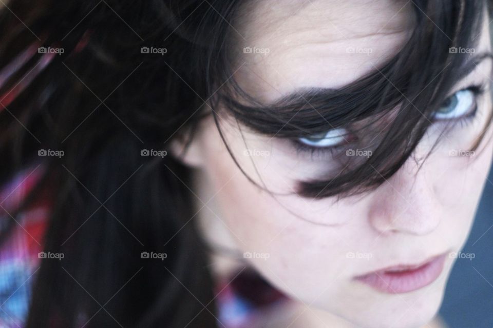 Extreme close-up of a woman's face
