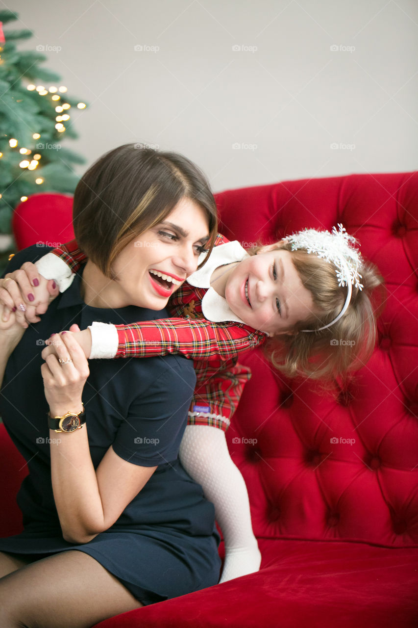 Sofa, Family, Girl, Woman, Indoors