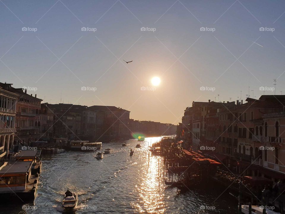 Venice canal sunset.