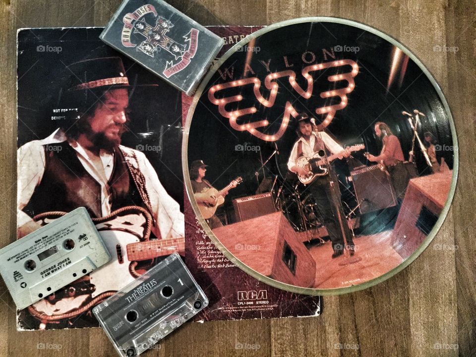 Old record of Waylon Jennings and some old tapes