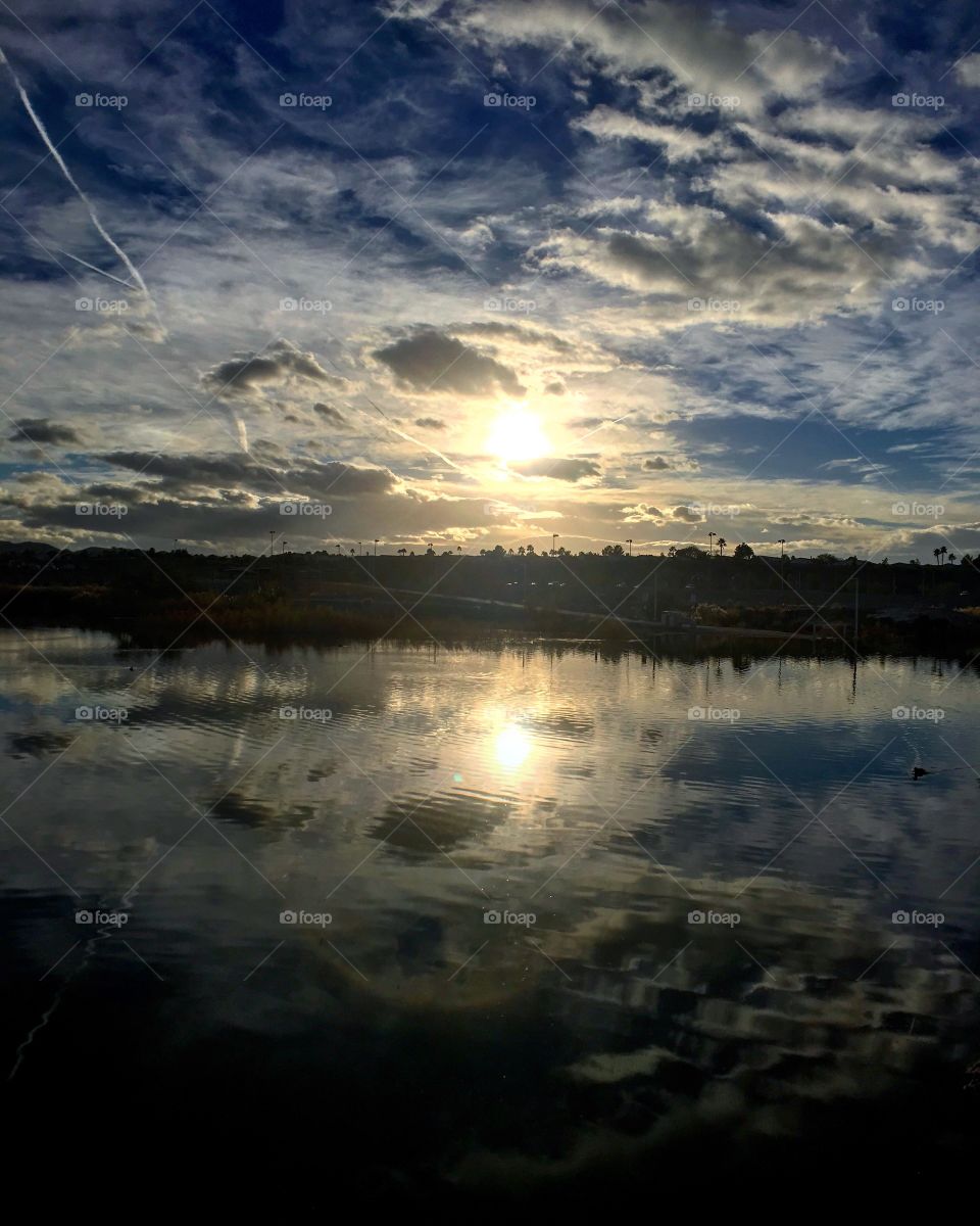 Sunset, Reflection, Water, Lake, Dawn