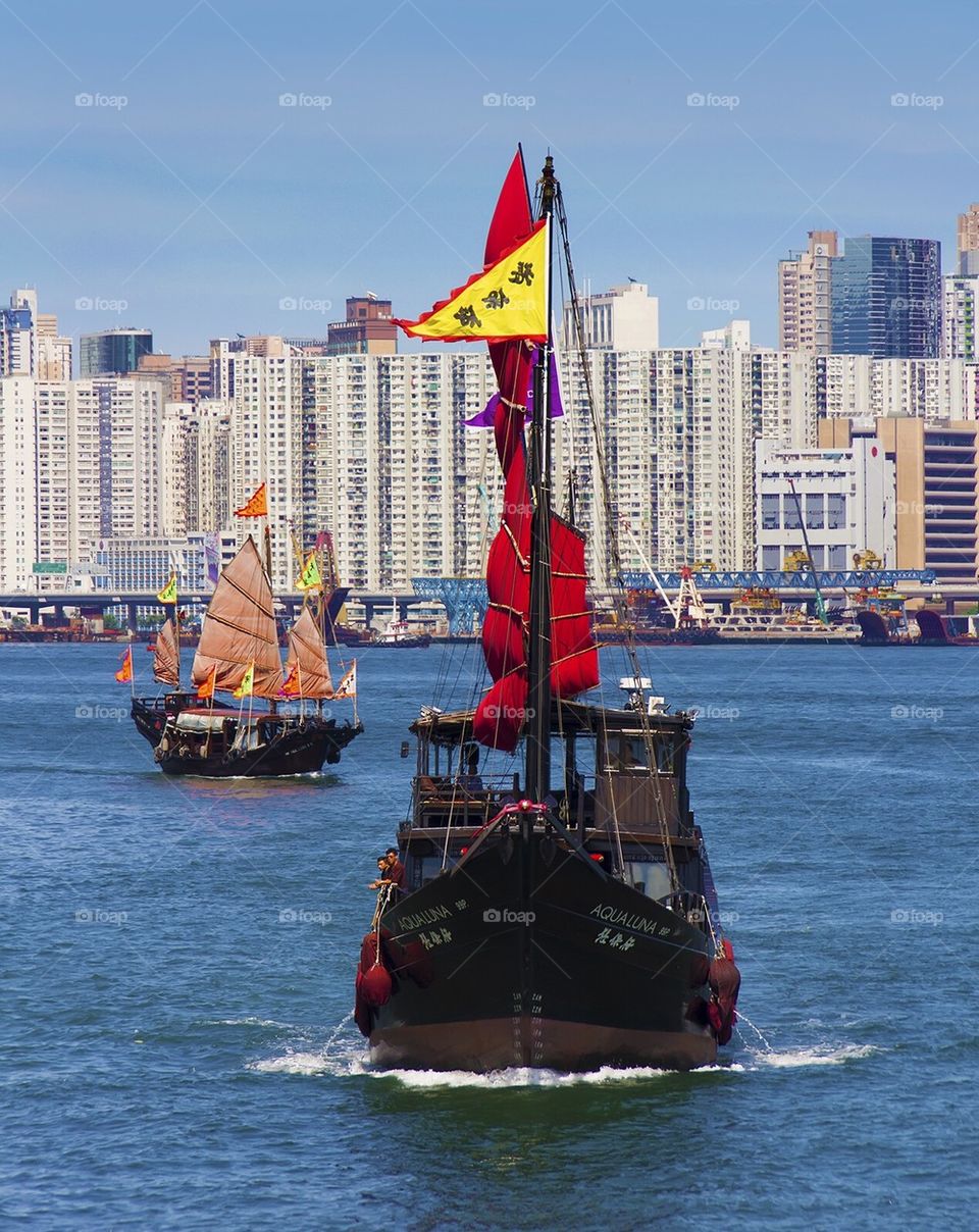 Hong Kong junk boats