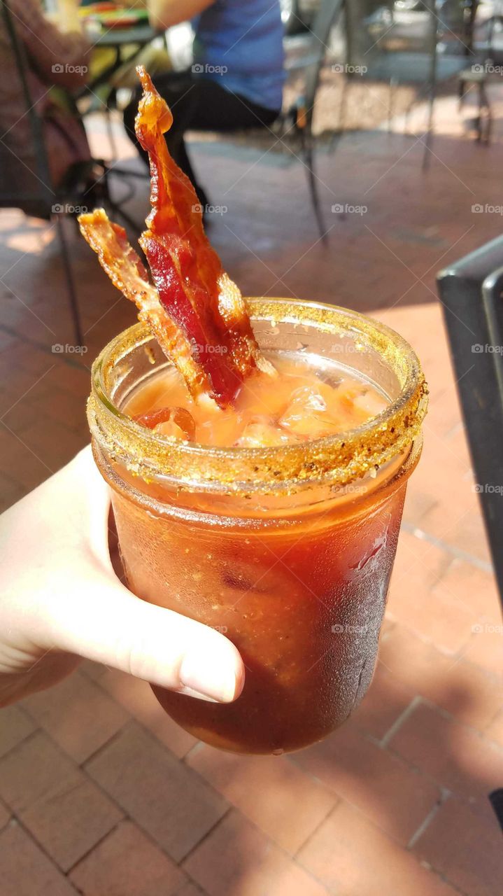 bloody mary cocktail with bacon
