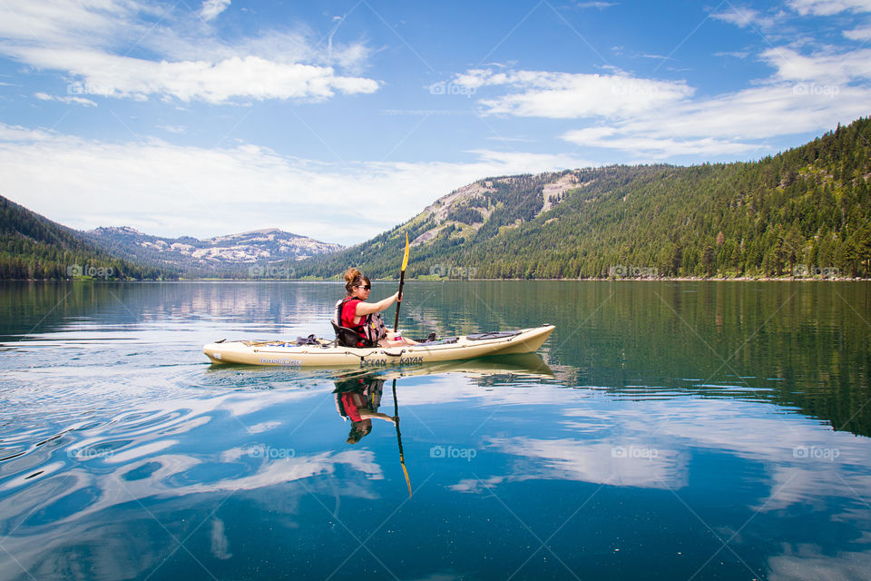 Summer kayaking on the lake
