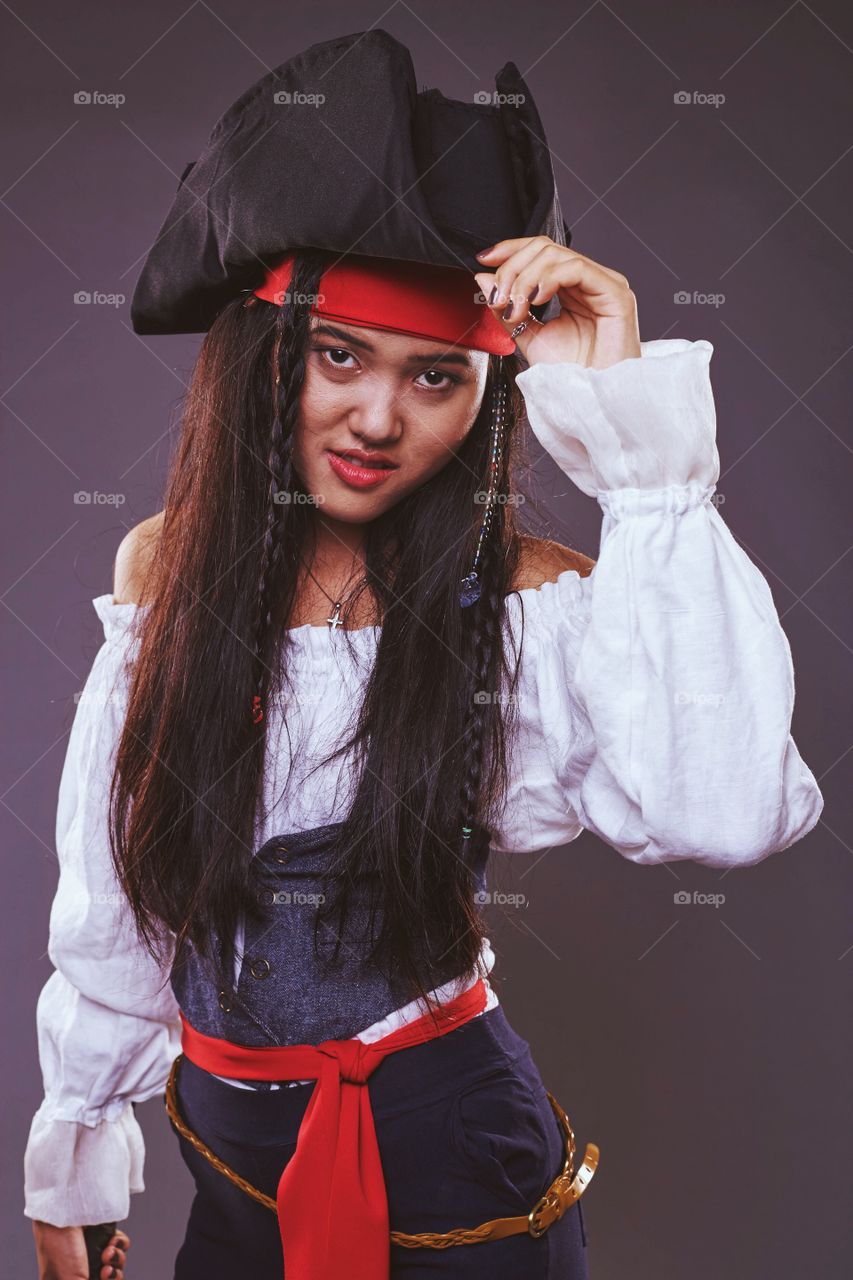Girl in a pirate costume
