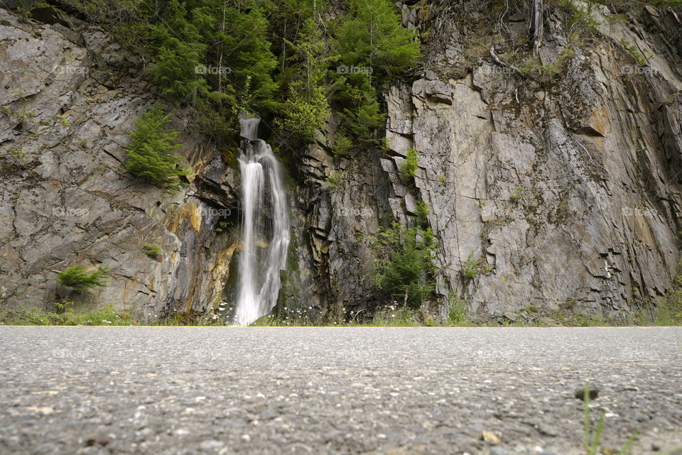 Highway waterfall between Kaslo and Sandon, British Columbia