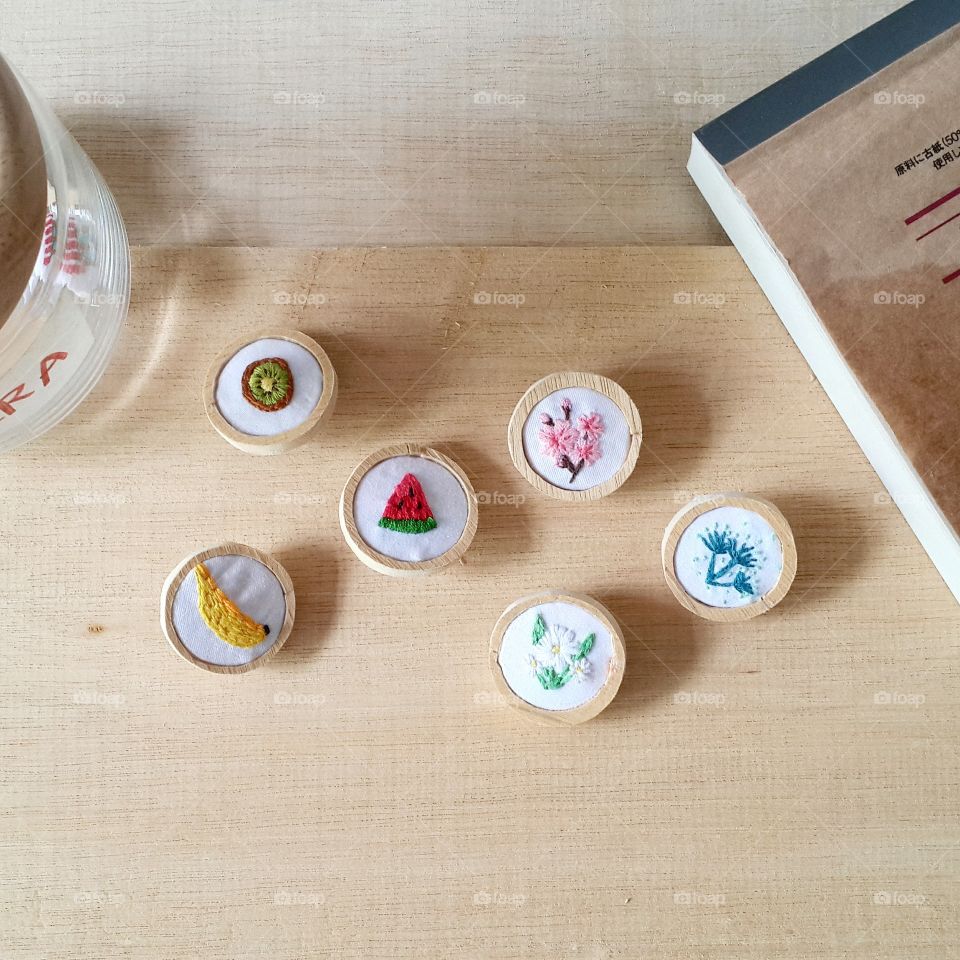 tiny embroidery brooches