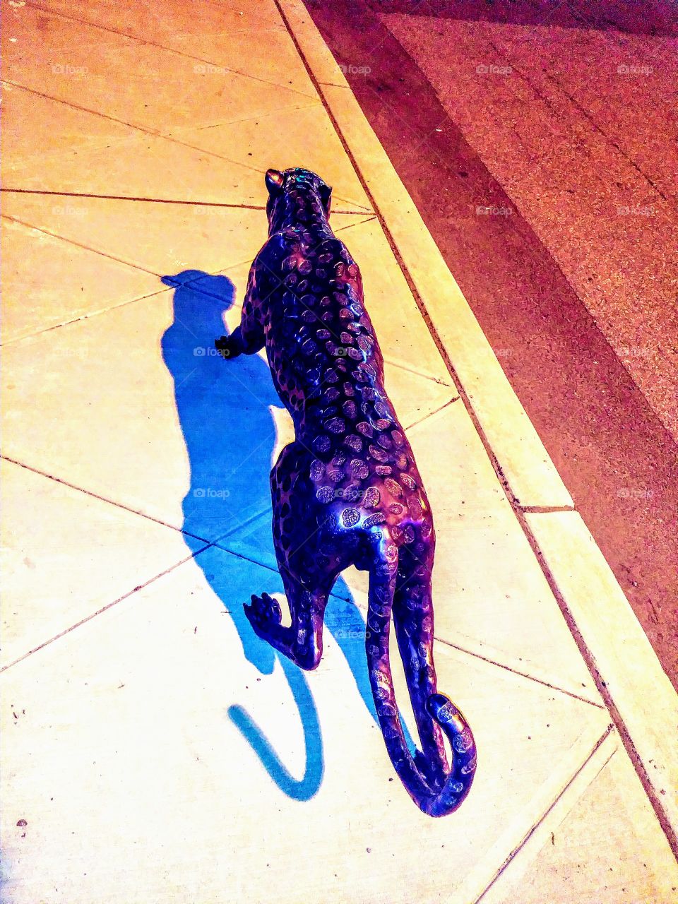 Bronze leopard statue Broadway Bayonne New Jersey