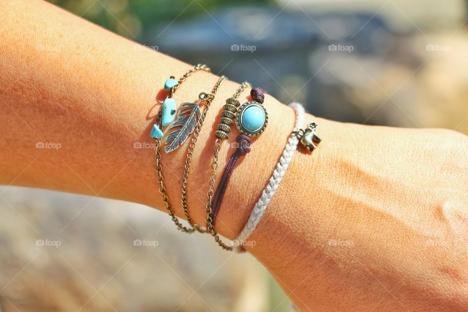 Woman wearing bracelets