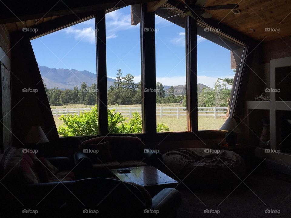 Mountain cabin view 