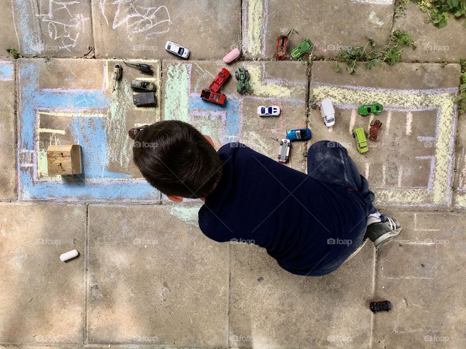 A boy in the chalk town