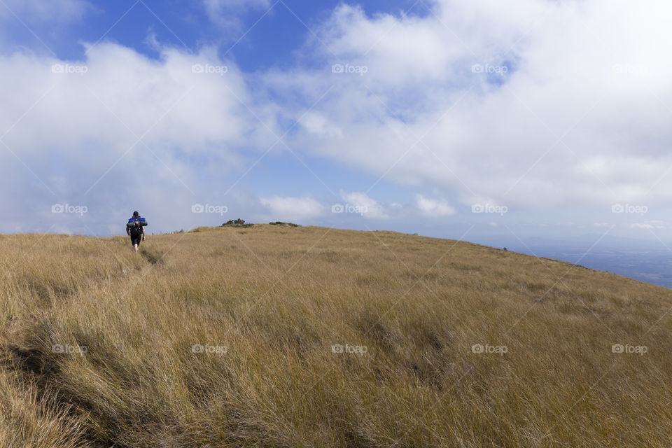 Trekking on the mountain.