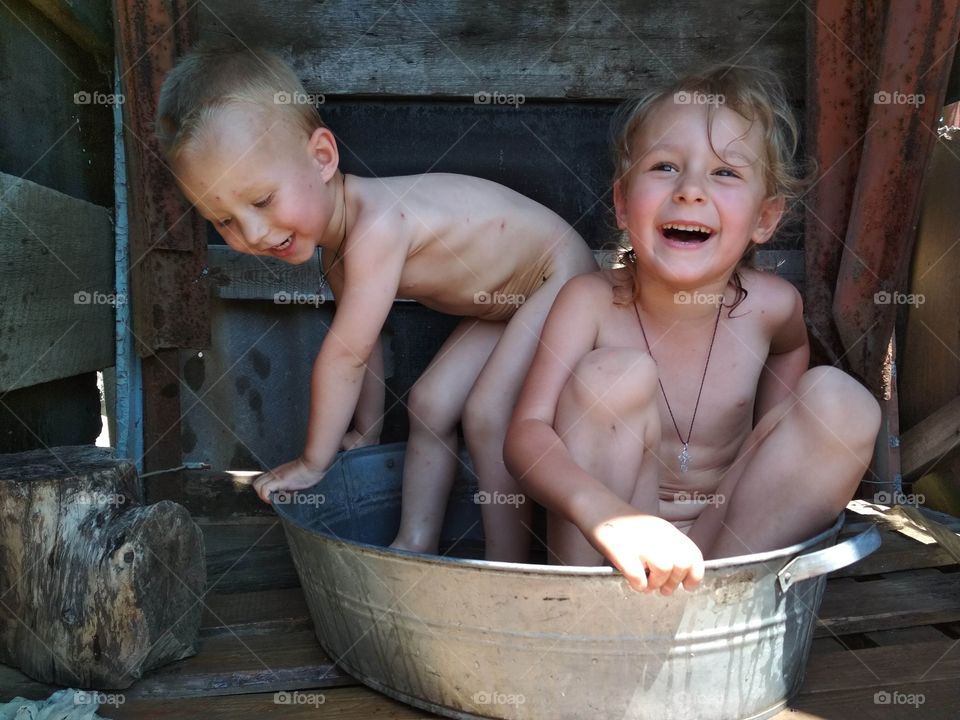 Happy kids in the village.