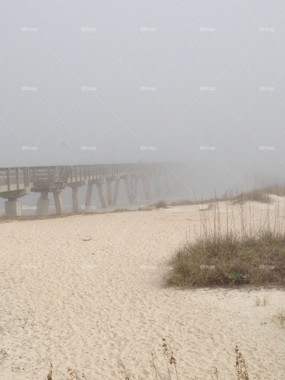 Beach dock fogged