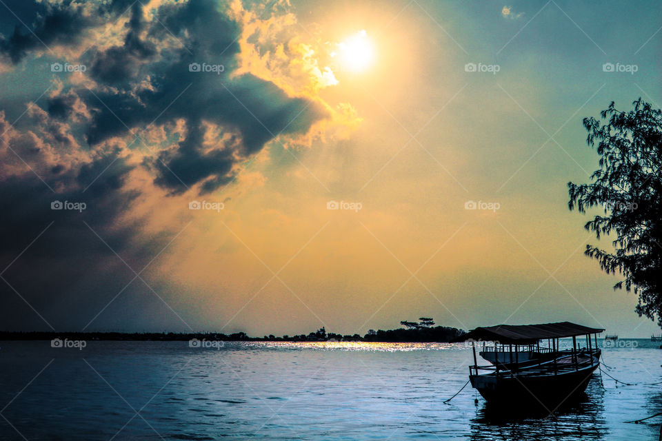 Parked boat on a sunny day