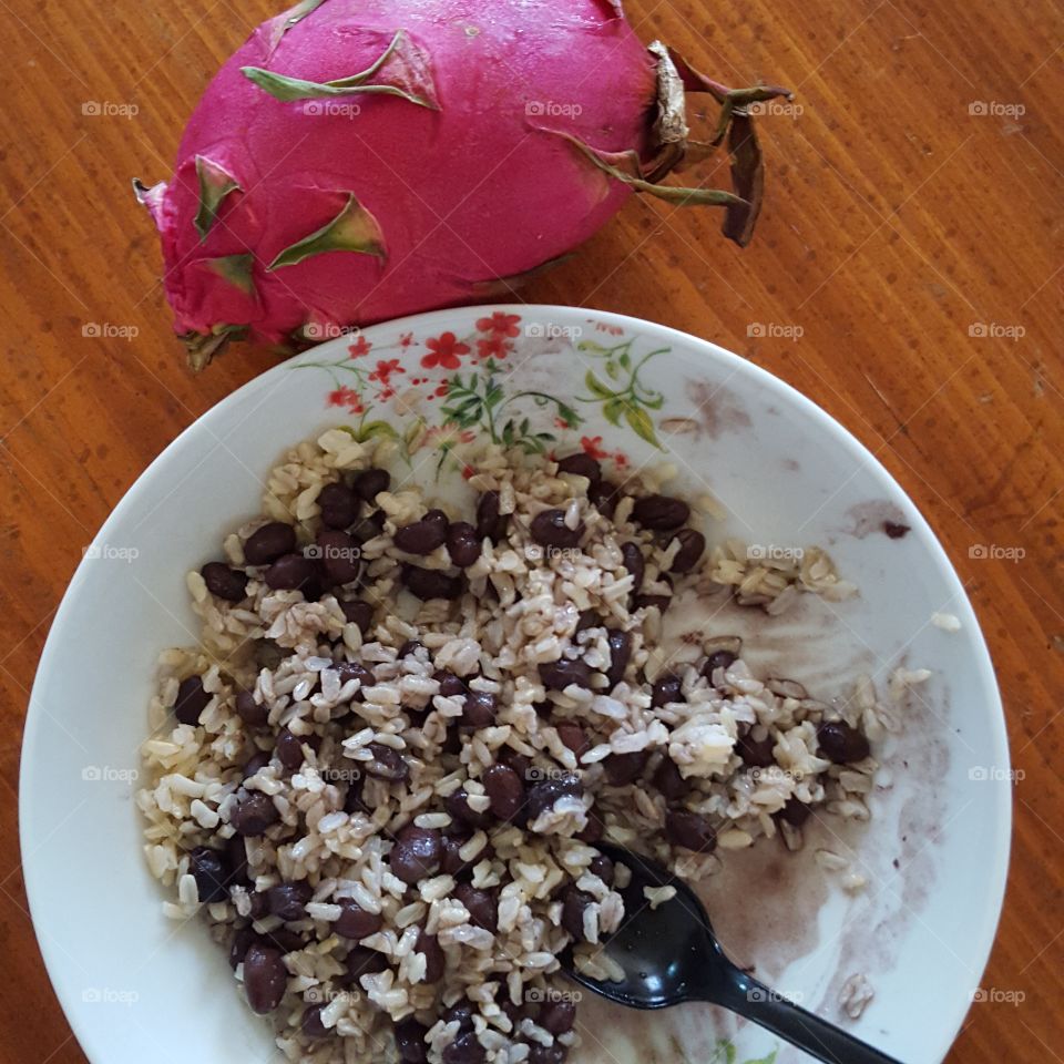 rice black beans & dragonfruit