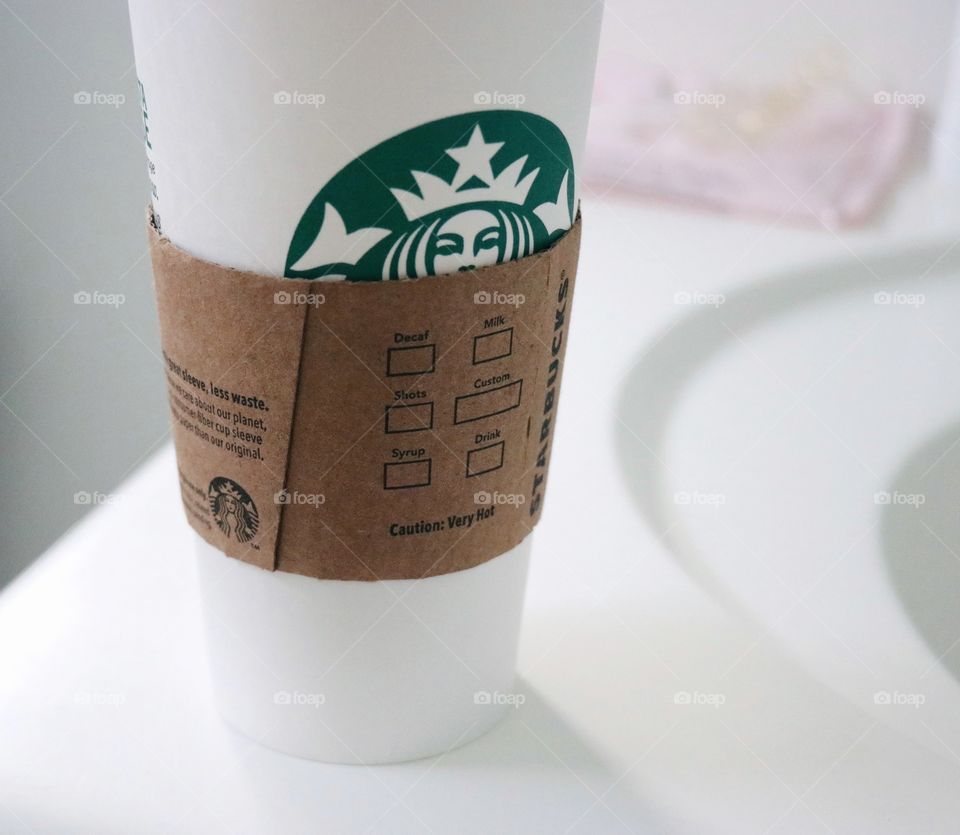 Close up of Starbucks paper cup 