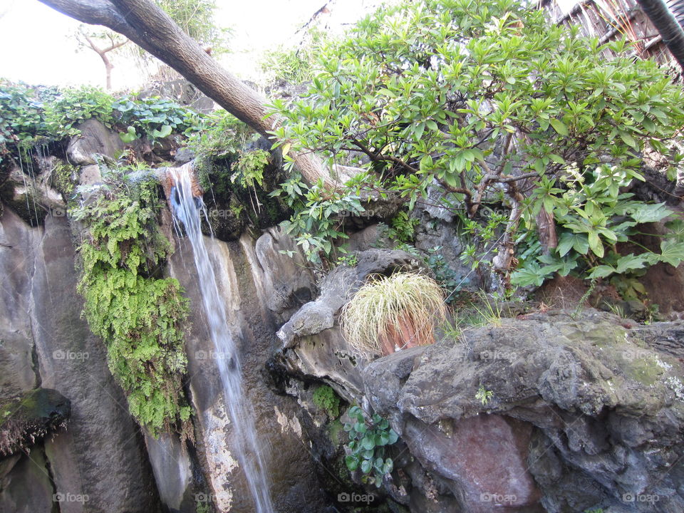 Waterfall at Hanayashiki Amusement Park, Asakusa, Tokyo, Japan