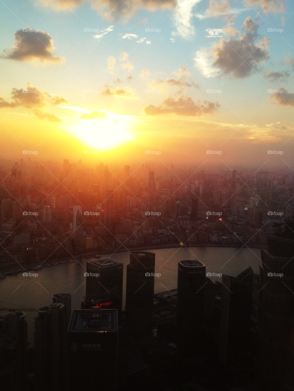 city sunset sun river by hannessoderlund