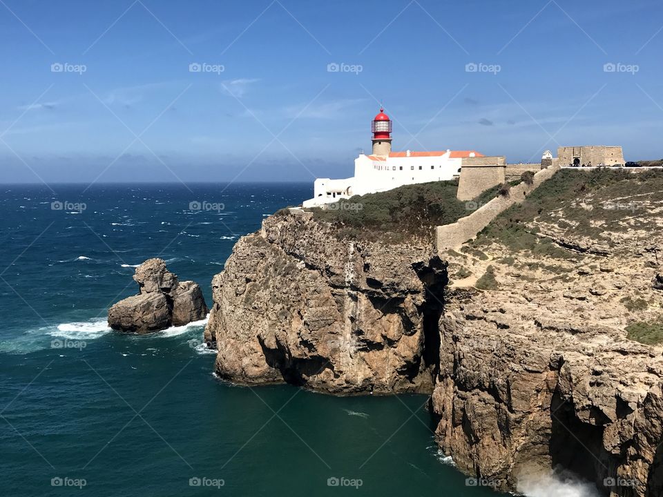 Lighthouse at Sagres / south of Portugal/ Algarve coast