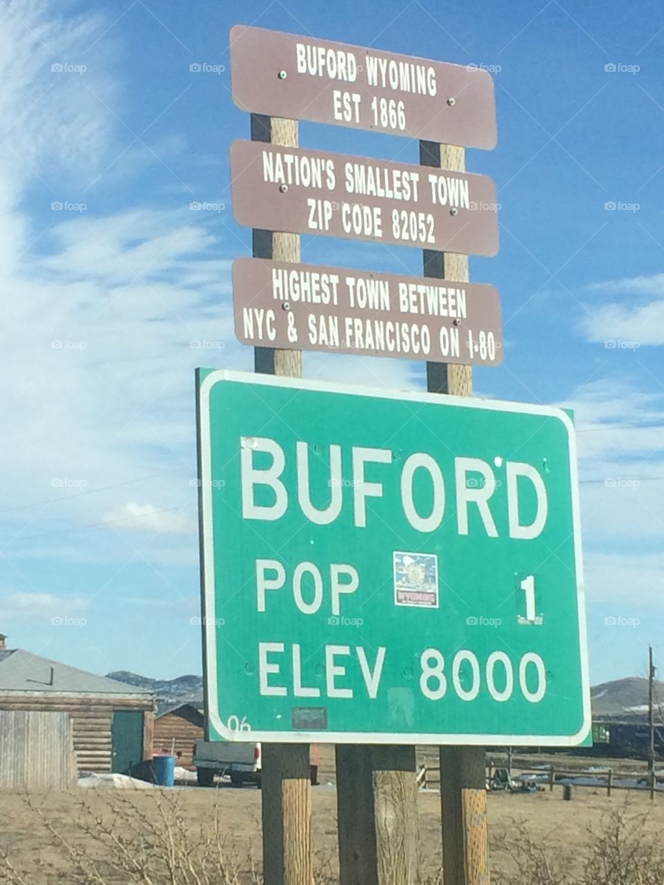 Town of Buford. Smallest town in the nation.