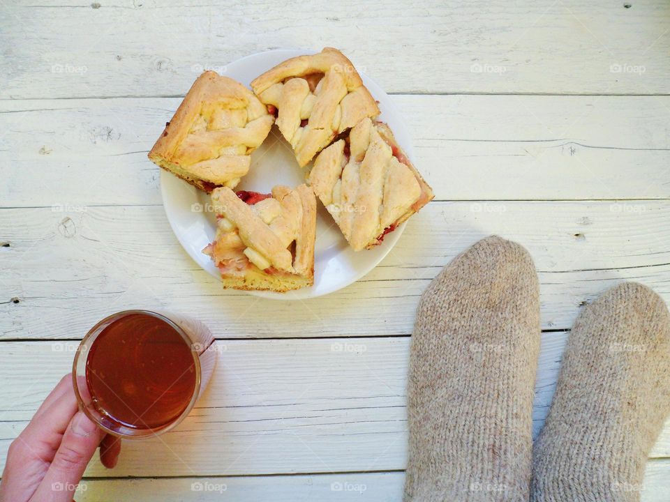 A cup of tea and homemade cakes