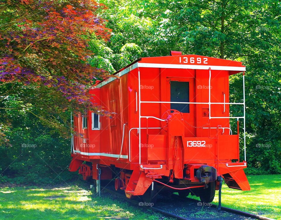 Retired Caboose . Retired Red Caboose located at the Benton Community Park