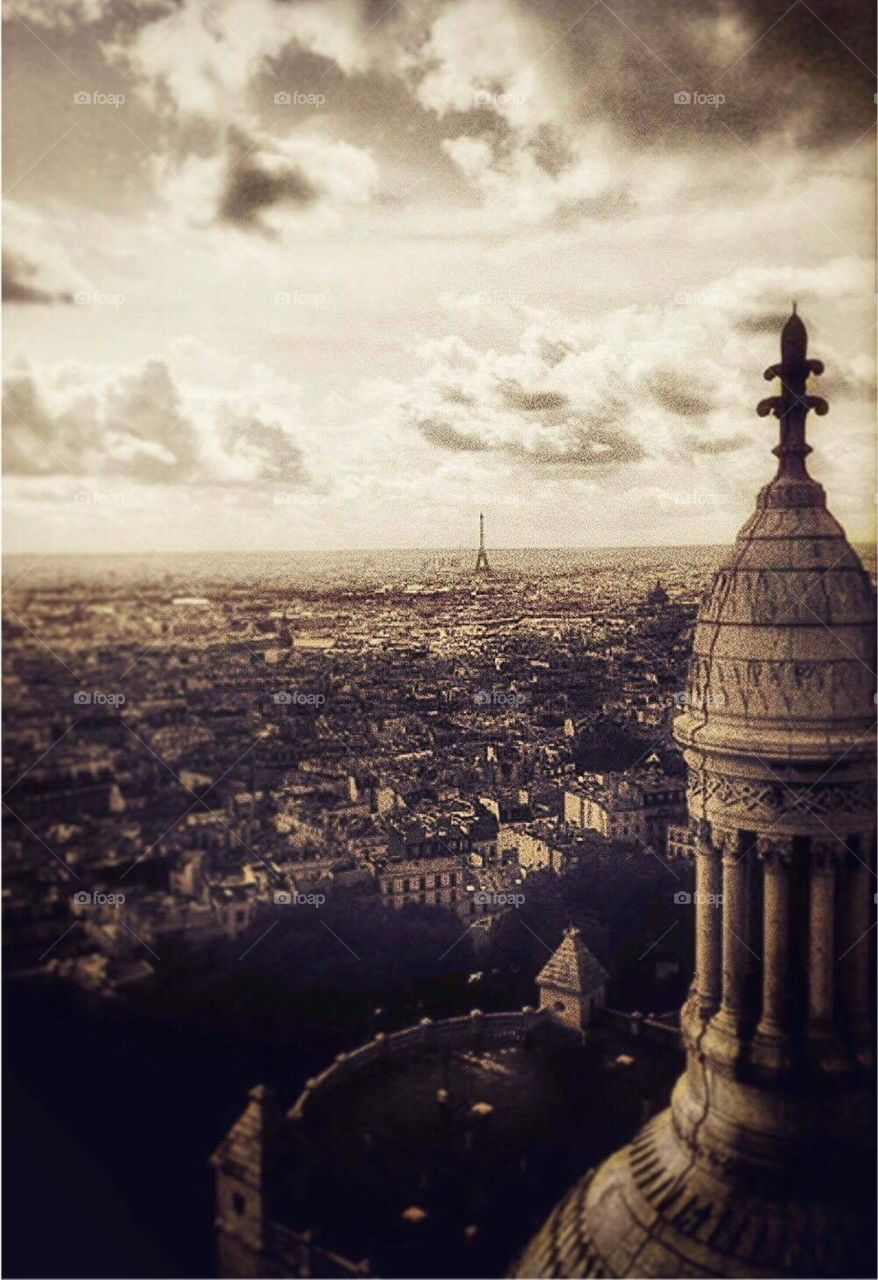 Paris, France as seen from Sacre Coeur Basilica