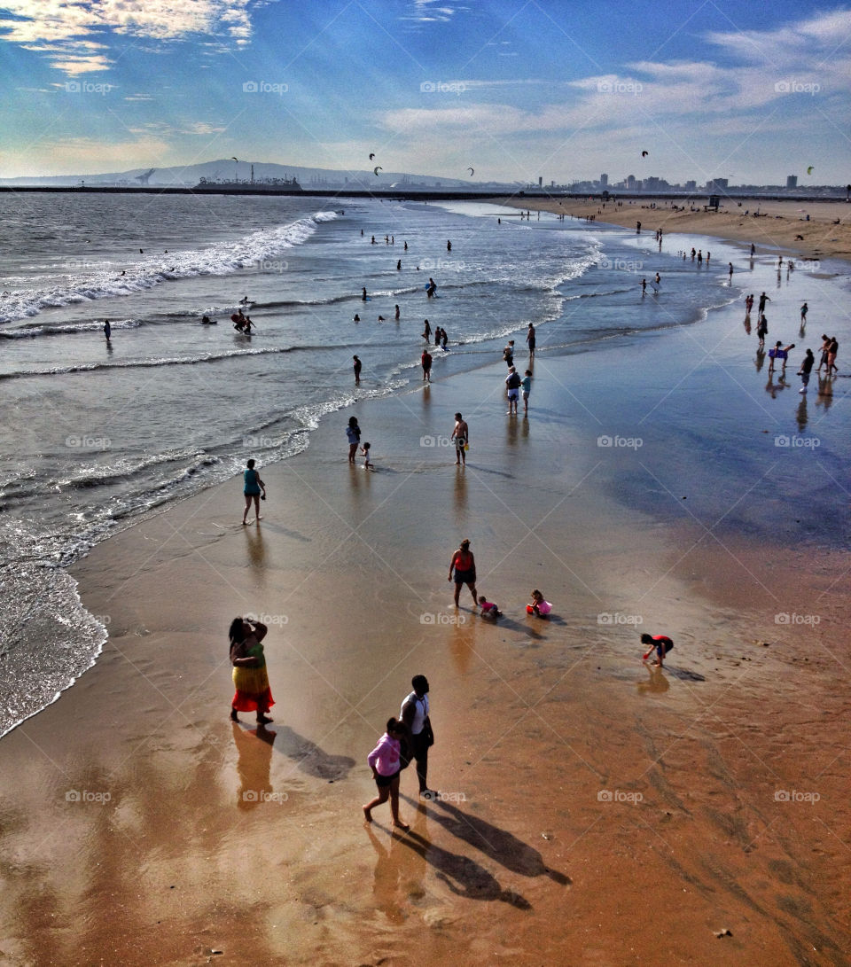 beach ocean sky people by analia