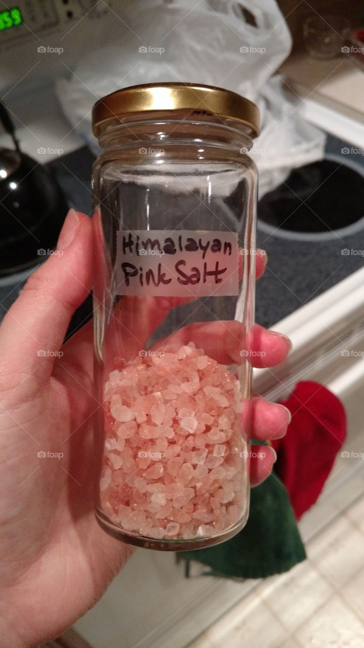 A jar of Himalayan pink salt