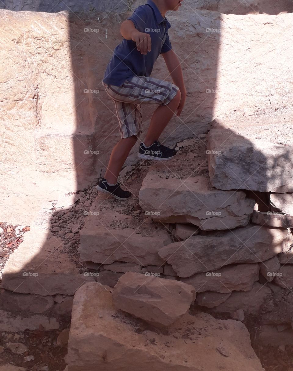 child going upstairs