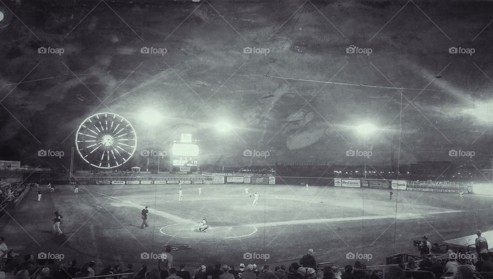 Vintage Baseball . this is a picture from a recent baseball game, I thought it would be cool to make it look like a picture taken a long time ago 