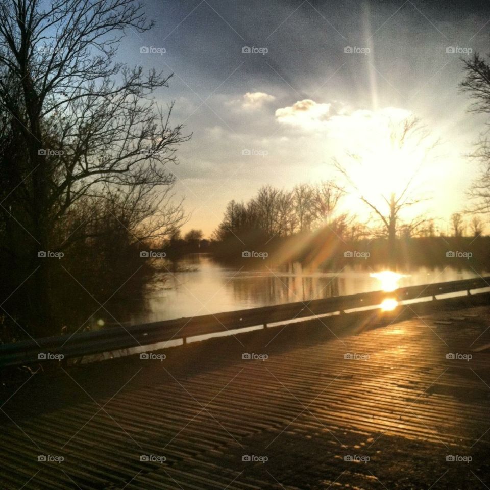 Sunset on a bridge