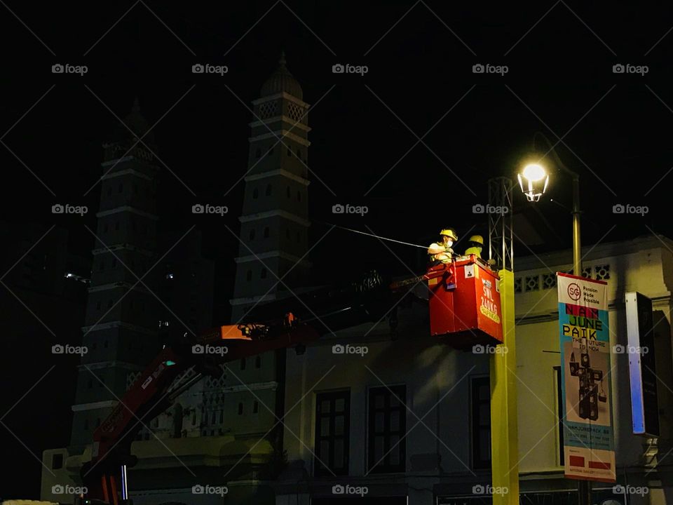 Night workers at Chinatown, Singapore