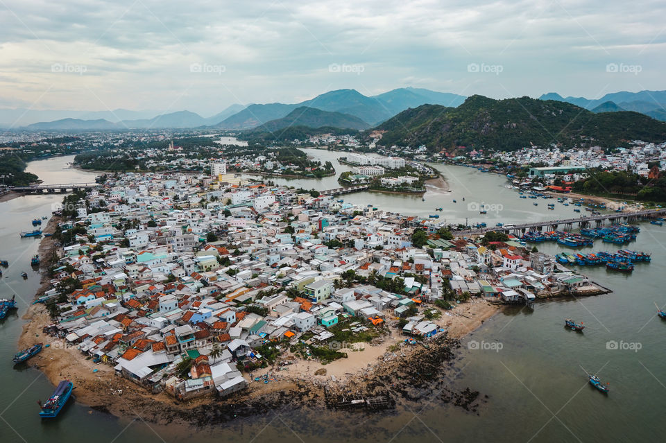 Incredible harbor view of Nha Trang, Vietnam 