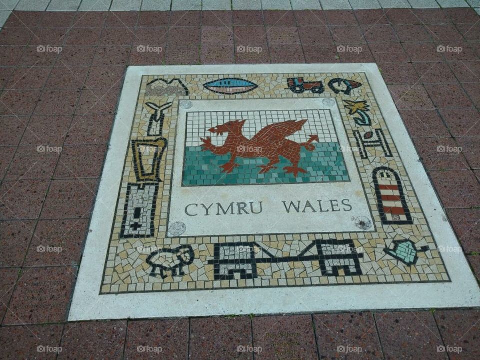 Cymru/Wales mosaic outside Principality Stadium, Cardiff, Wales - Spring, 2016