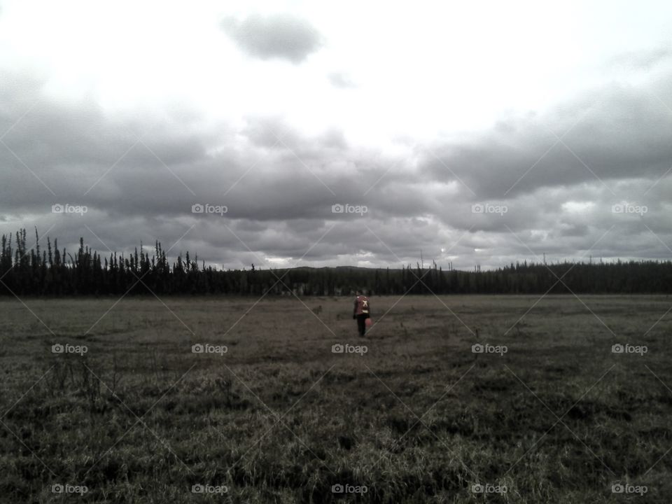 The long walk back to the truck after a day of block layout. 