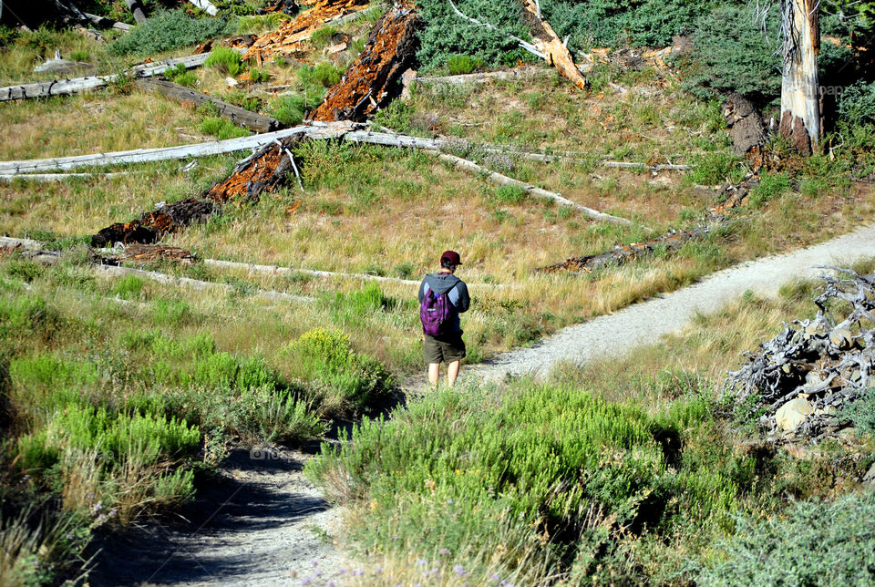 Man hiking with backpack