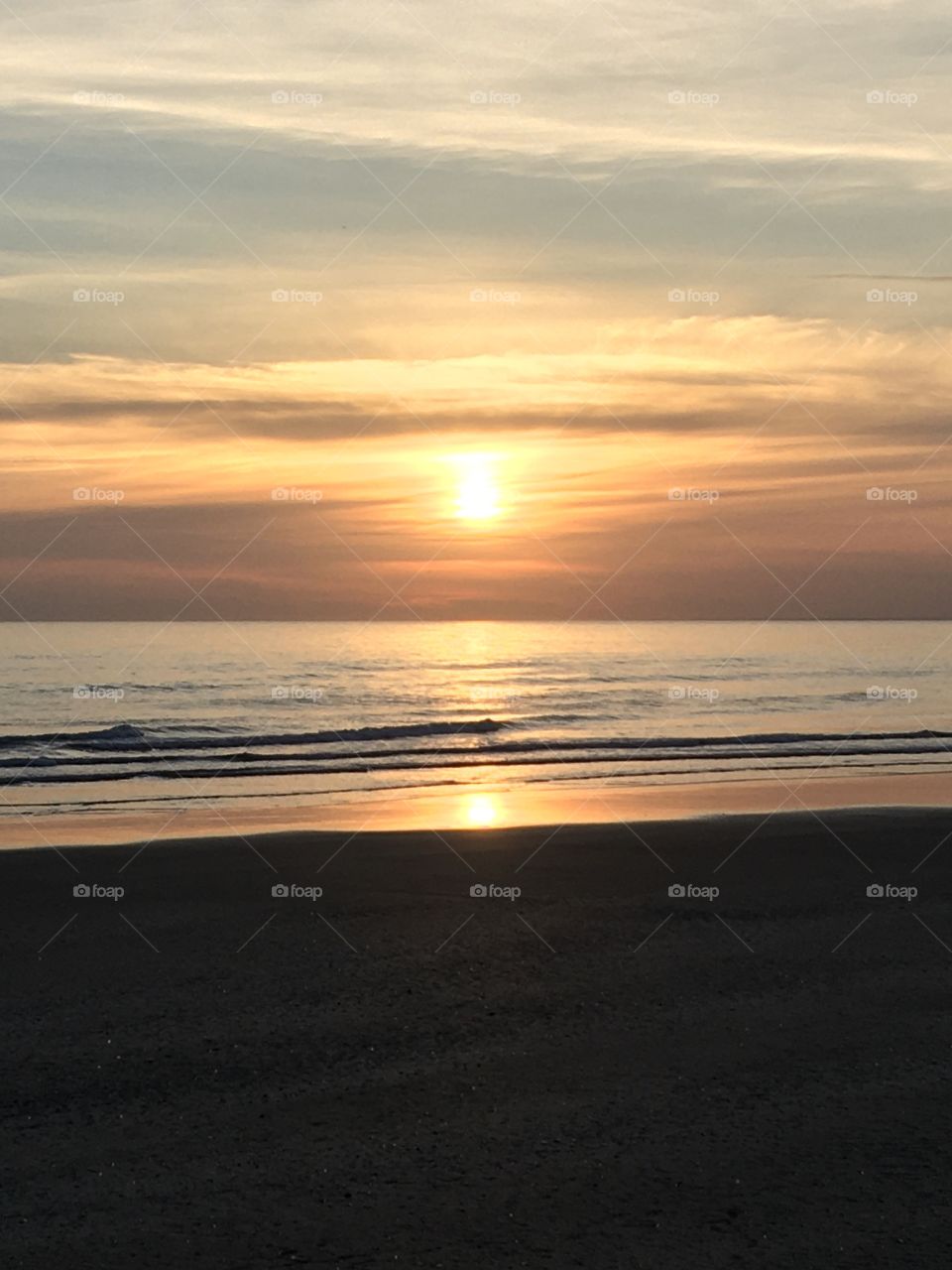 November sunset on beach 