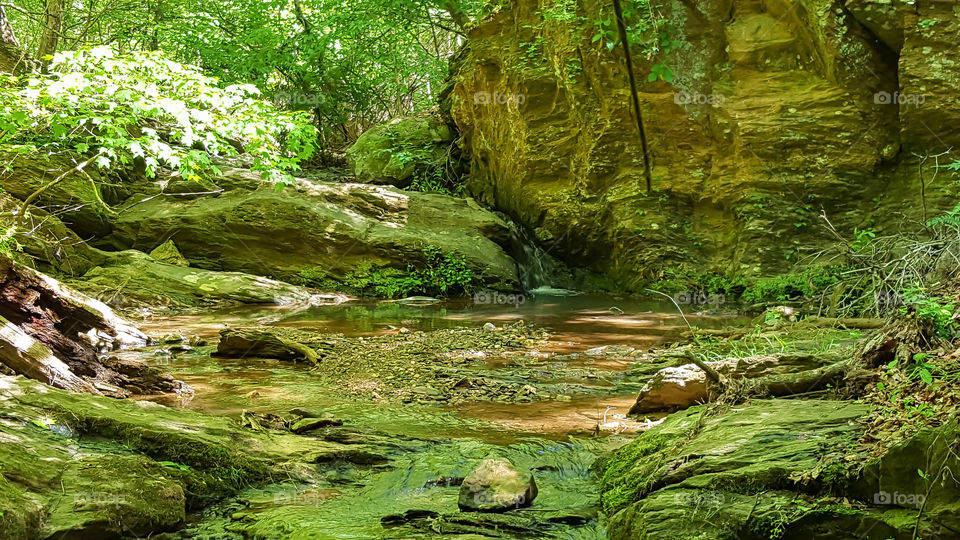 Stream to the Savannah- A stream winding through rocks into the Savannah River.