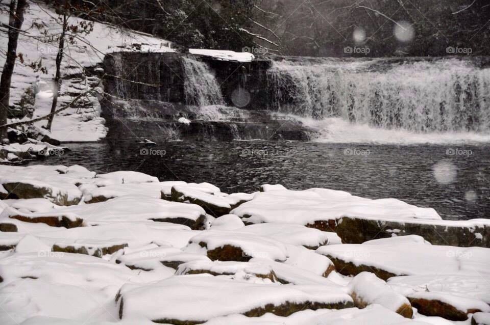 Snowy waterfalls