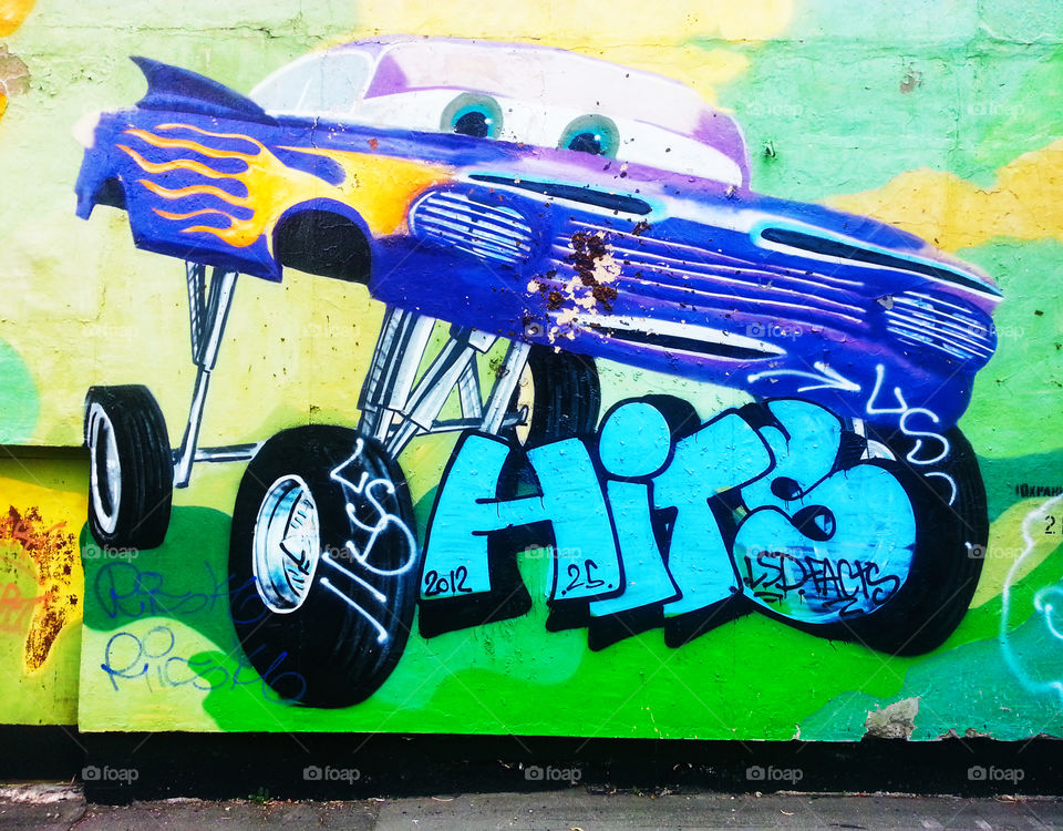 Street graffiti car drawing