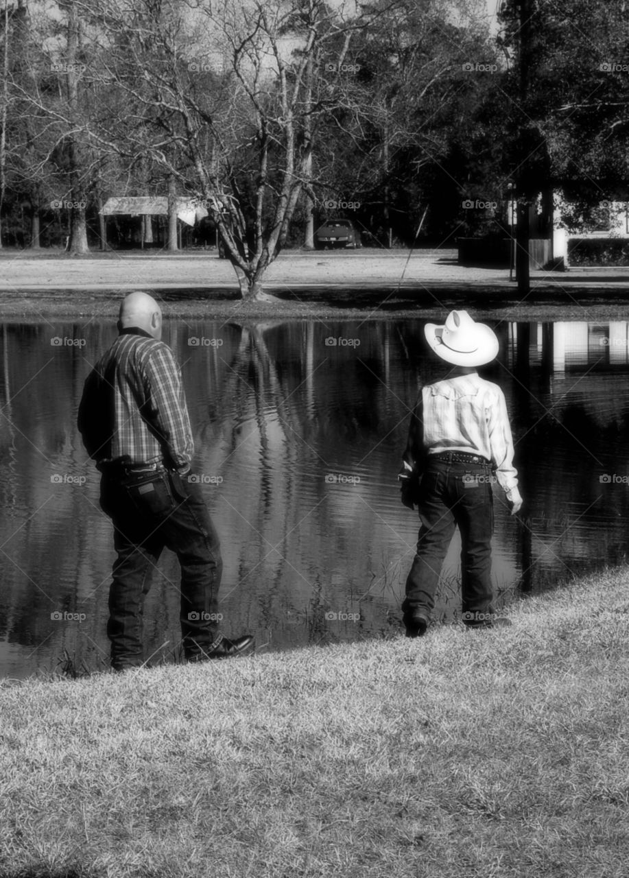 Walking pond together 
