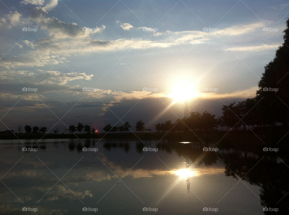 nature sunset water lake by esmar