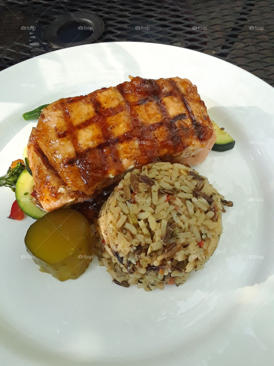 Vivilore restraurant Independence Missouri Salmon glazes with apricot with rice