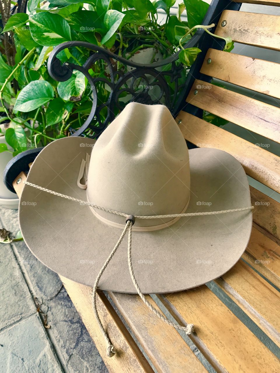 Cowgirl Hat on Bench