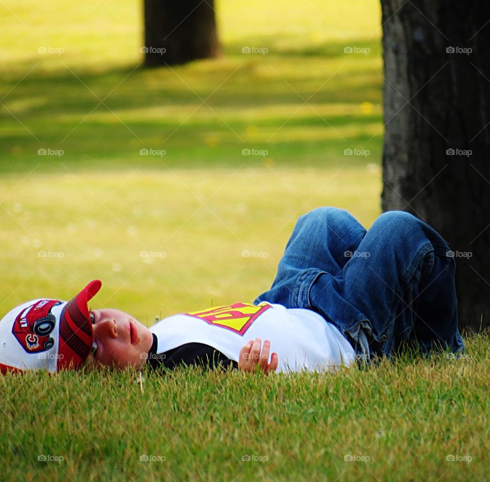 Lounging in the soft green grass 