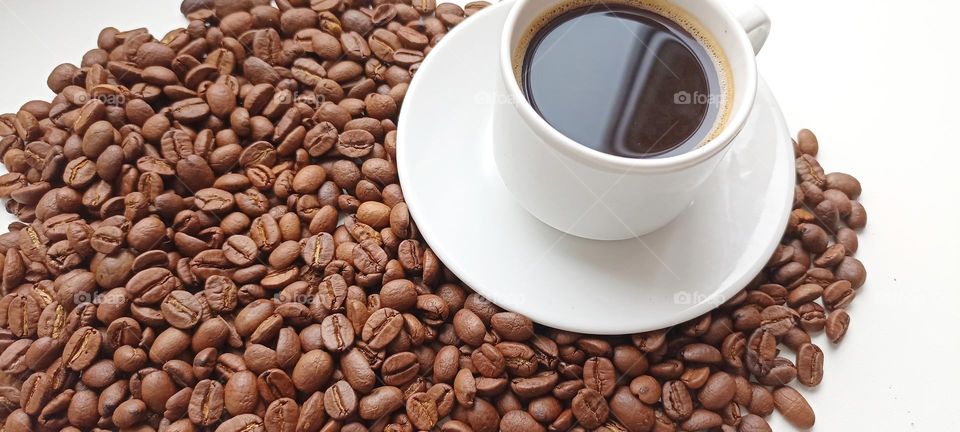 cup of coffee, love coffee beans